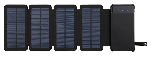 10000mAh Outdoor Portable Folding Foldable Waterproof Solar Panel Charger Mobile Phone Battery Dual USB LED Solar Power Bank