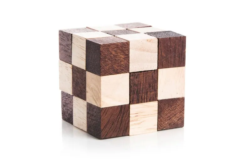 3 Individual Brainteaser Wooden Puzzles in Gift Wooden Box