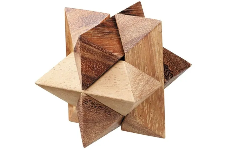 4 Individual Brainteaser Wooden Puzzles in Gift Wooden Box