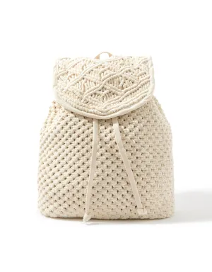 Accessorize London Women's White Woven Macrame backpack