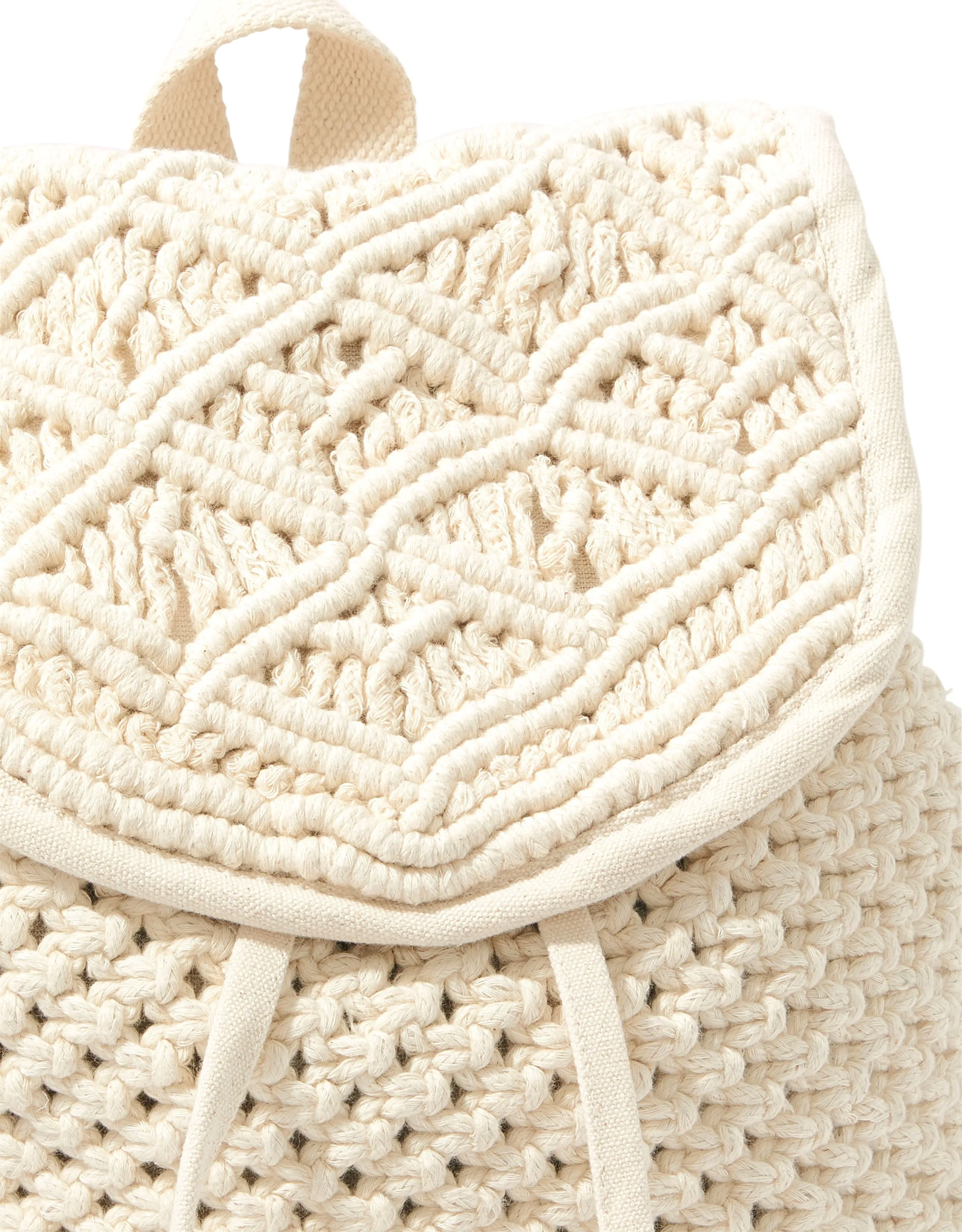 Accessorize London Women's White Woven Macrame backpack