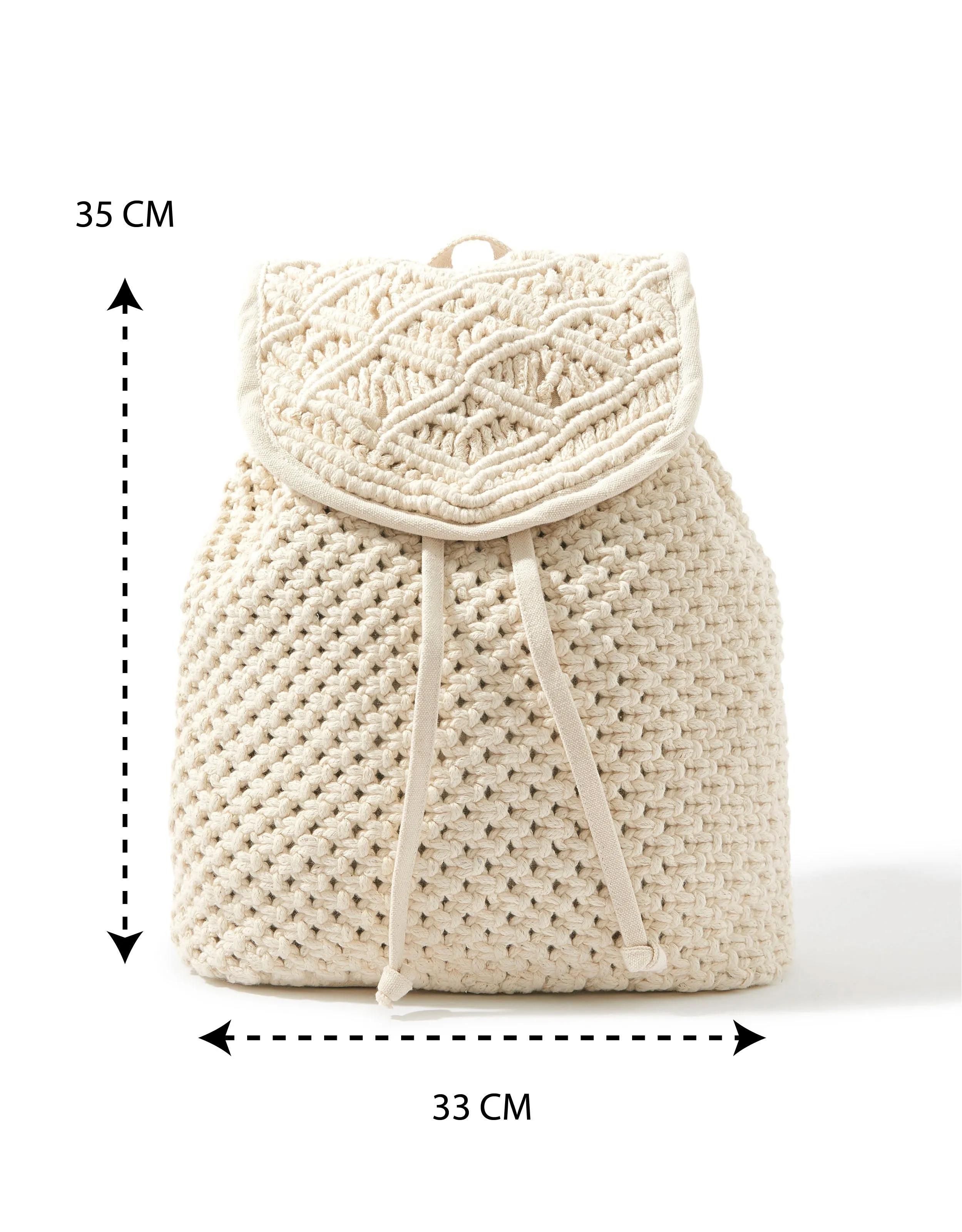 Accessorize London Women's White Woven Macrame backpack