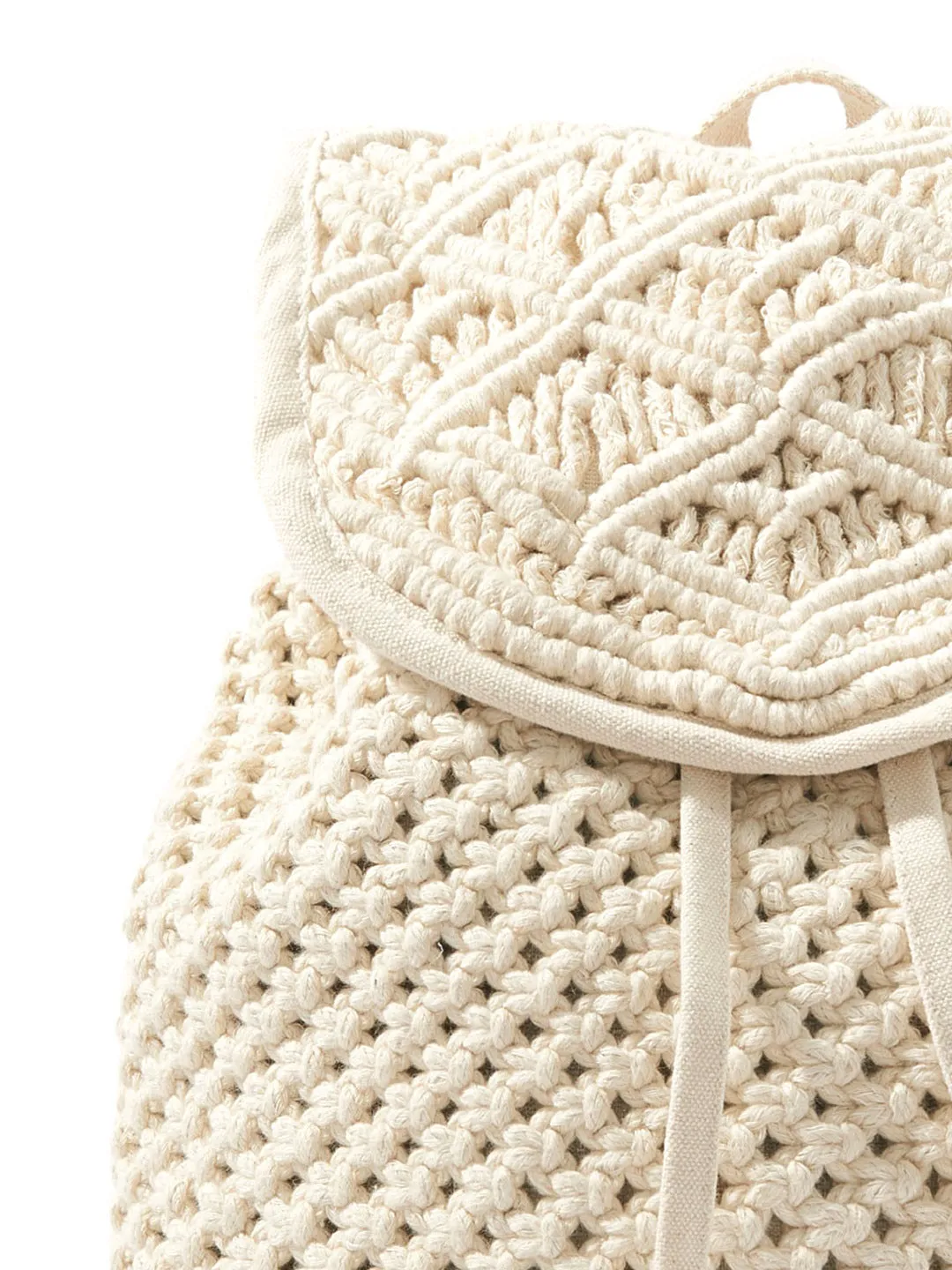 Accessorize London Women's White Woven Macrame backpack