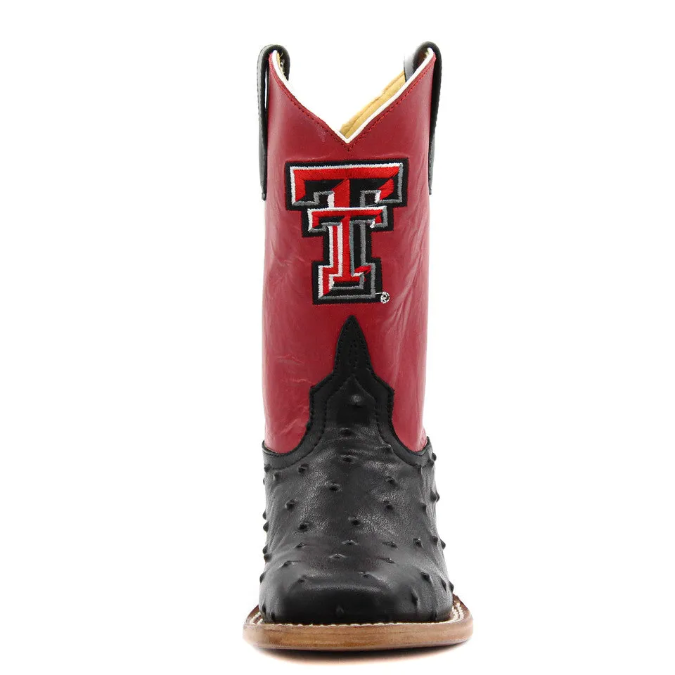 Anderson Bean Texas Tech Exclusive Black Full Quill Ostrich Print Children's Boot