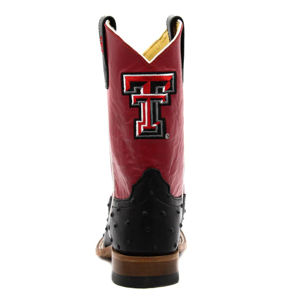Anderson Bean Texas Tech Exclusive Black Full Quill Ostrich Print Children's Boot