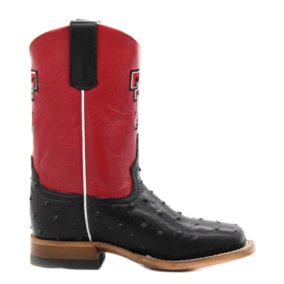 Anderson Bean Texas Tech Exclusive Black Full Quill Ostrich Print Children's Boot