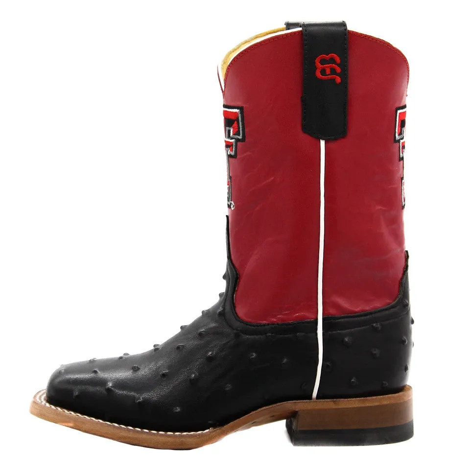 Anderson Bean Texas Tech Exclusive Black Full Quill Ostrich Print Children's Boot