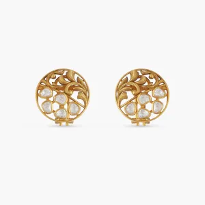 Baroque Moissanite Silver Stud Earrings