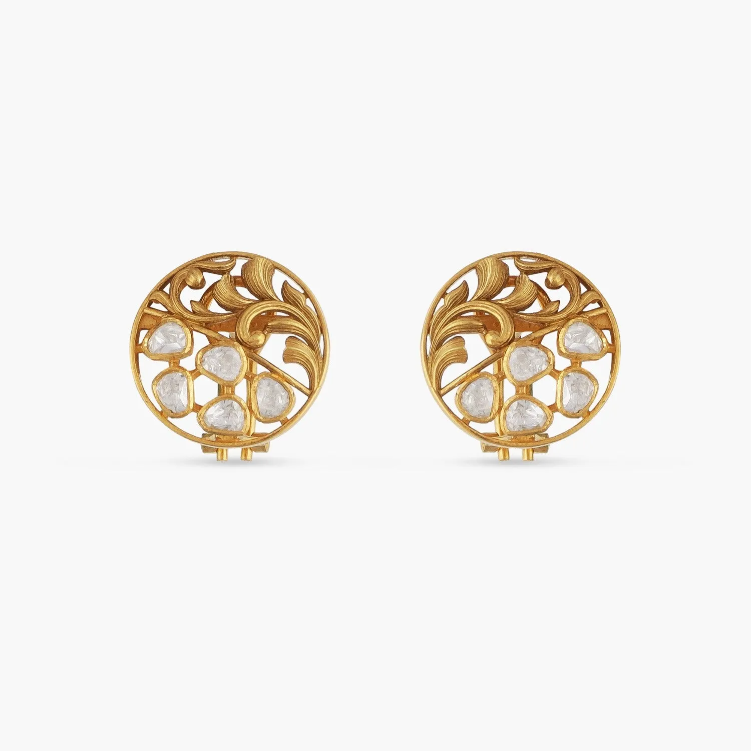 Baroque Moissanite Silver Stud Earrings