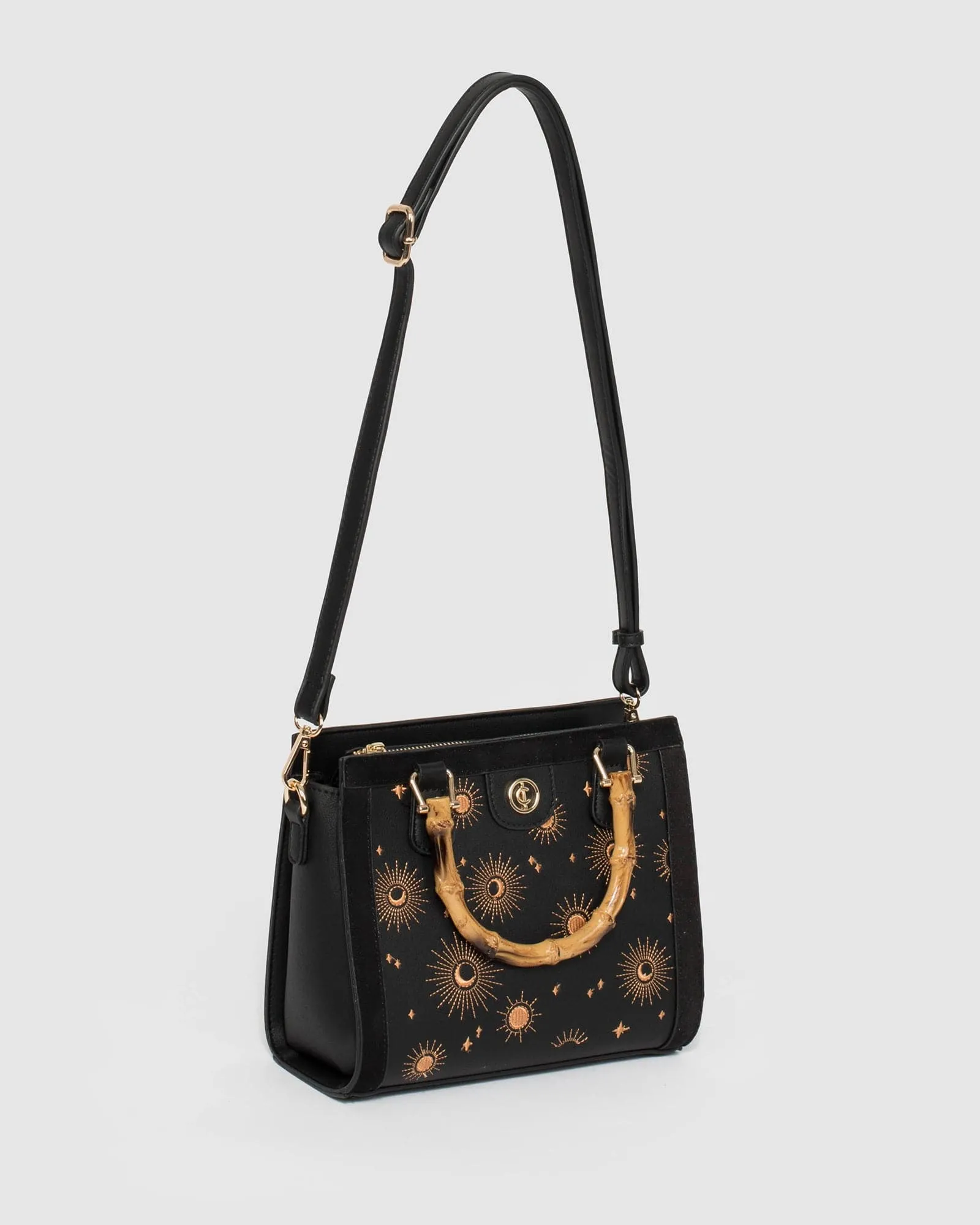Black Louella Embroidered Tote Bag