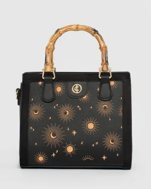 Black Louella Embroidered Tote Bag