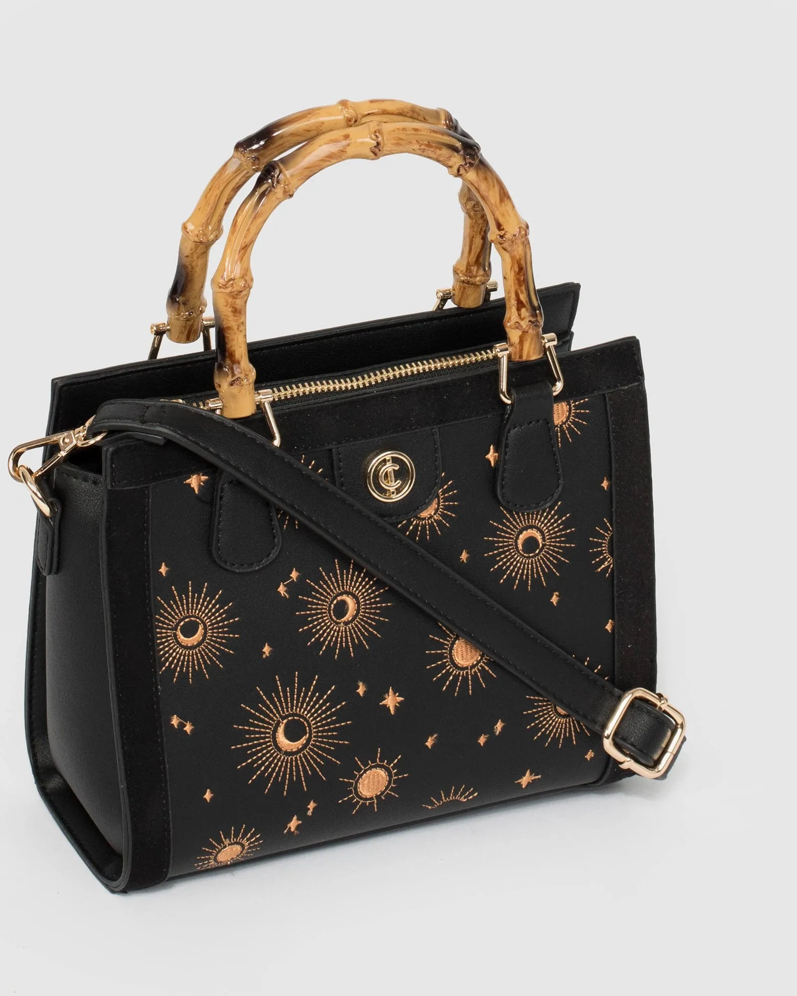 Black Louella Embroidered Tote Bag