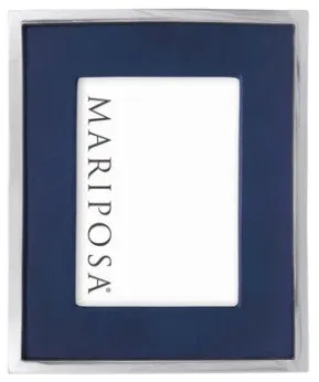 Blue Leather & Metal Picture Frame