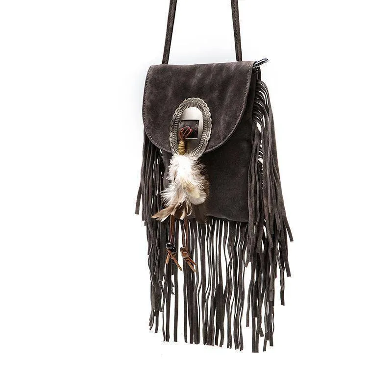 Bohemian Crossbody Fringe, boho Tassel Suede Vintage Bag