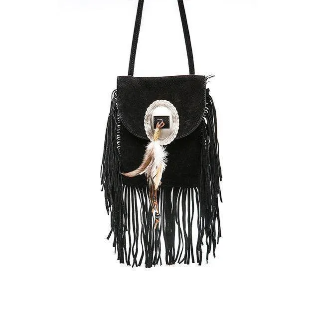 Bohemian Crossbody Fringe, boho Tassel Suede Vintage Bag