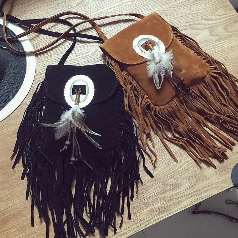 Bohemian Crossbody Fringe, boho Tassel Suede Vintage Bag