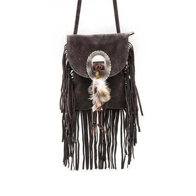 Bohemian Crossbody Fringe, boho Tassel Suede Vintage Bag