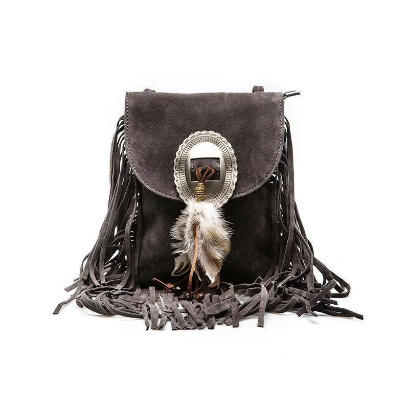 Bohemian Crossbody Fringe, boho Tassel Suede Vintage Bag