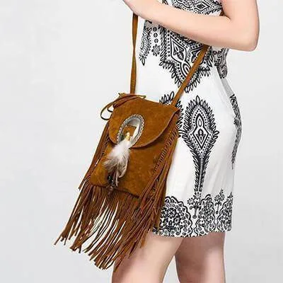 Bohemian Crossbody Fringe, boho Tassel Suede Vintage Bag