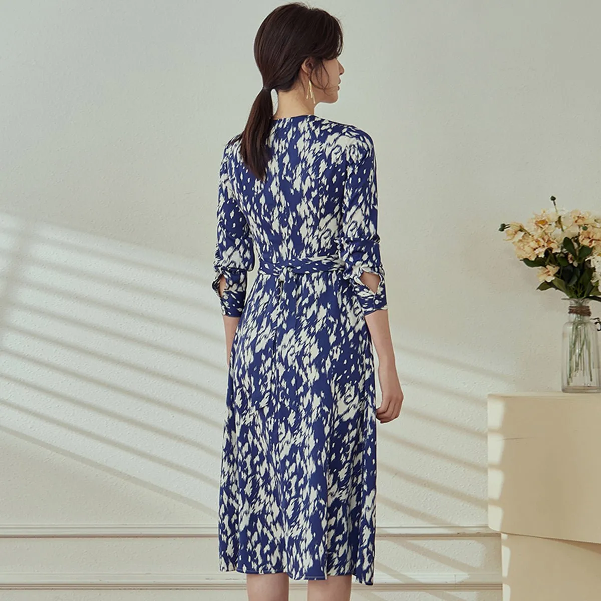Bold Blue Animal Print Midi Dress