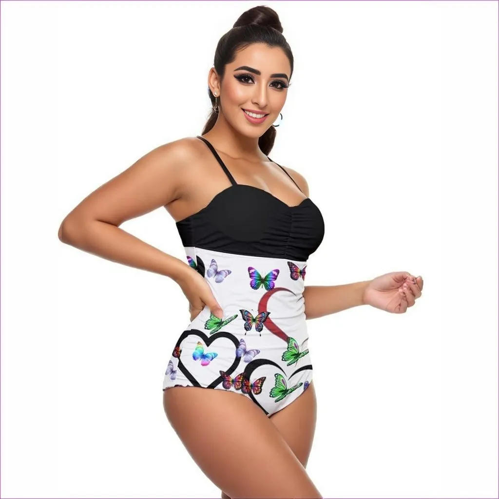 Butterfly Love Retro Full Coverage One Piece Swimsuit
