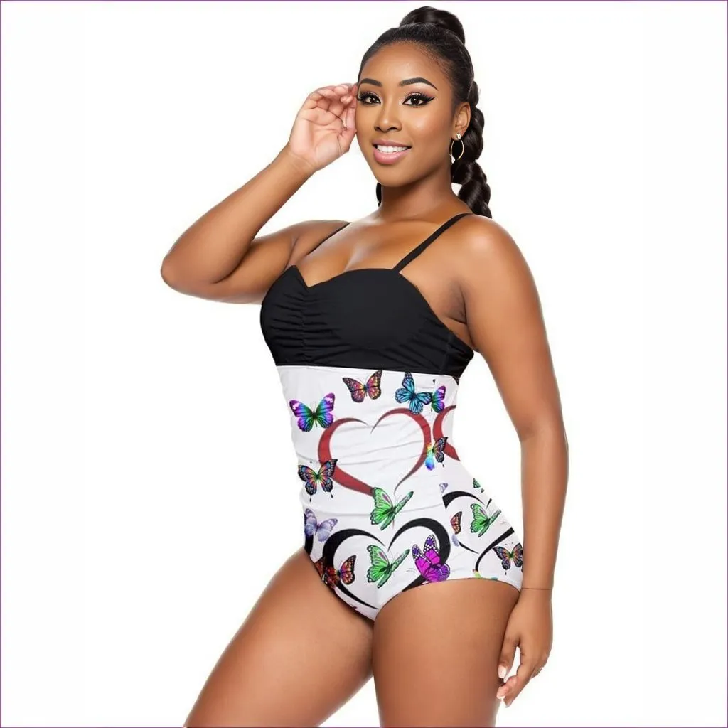 Butterfly Love Retro Full Coverage One Piece Swimsuit