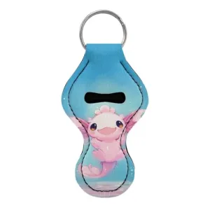 BYCHECAR Axolotl Chapstick Keychain Holder Kids Women Stocking Stuffers Lip Sleeve Pouch Key Chain Holder Lipgloss Lipstick Holder Small Gifts