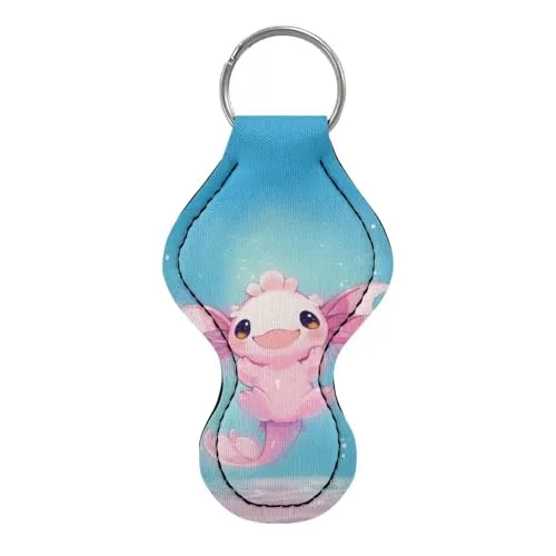 BYCHECAR Axolotl Chapstick Keychain Holder Kids Women Stocking Stuffers Lip Sleeve Pouch Key Chain Holder Lipgloss Lipstick Holder Small Gifts