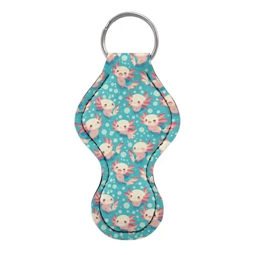 BYCHECAR Axolotl Print Chapstick Holder for Kids Cute Key Chains Chapstick Keychains Holder Women Girls Small Gifts Lip Balm Lipgloss Lipstick Holder