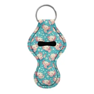 BYCHECAR Axolotl Print Chapstick Holder for Kids Cute Key Chains Chapstick Keychains Holder Women Girls Small Gifts Lip Balm Lipgloss Lipstick Holder