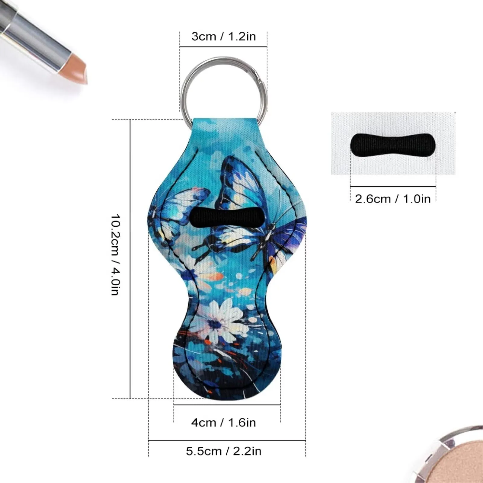 BYCHECAR Butterfly Flower Chapstick Keychain Holders Kids Girls Lipstick Holder Key Chains Small Gifts for Women Stocking Stuffers Lip Balm Holder