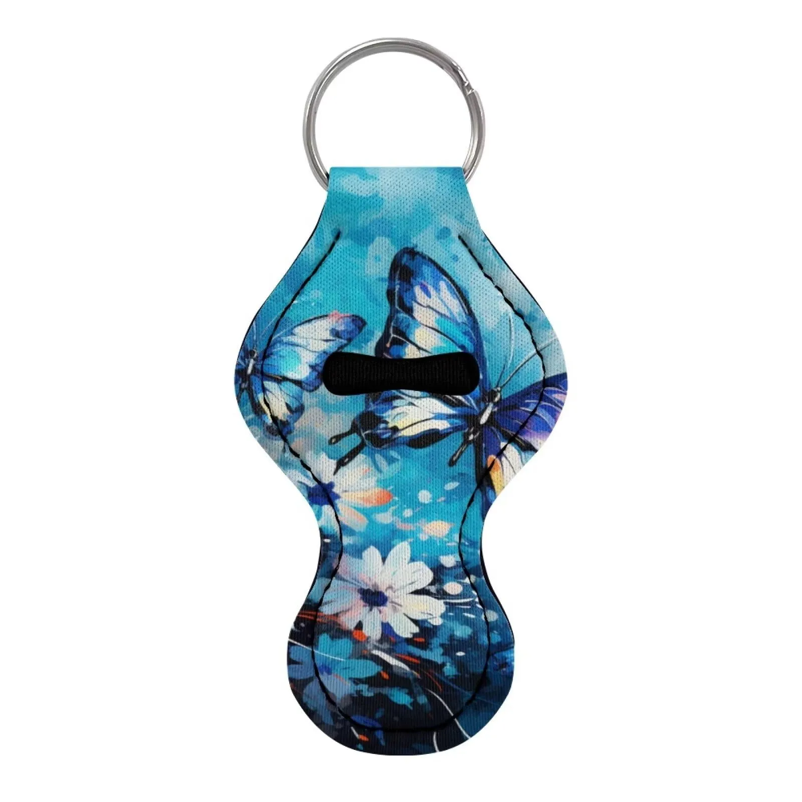 BYCHECAR Butterfly Flower Chapstick Keychain Holders Kids Girls Lipstick Holder Key Chains Small Gifts for Women Stocking Stuffers Lip Balm Holder