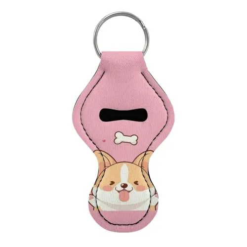BYCHECAR Corgi Chapstick Keychain Holder Kids Women Stocking Stuffers Lip Sleeve Pouch Key Chain Holder Lipgloss Lipstick Holder Small Gifts