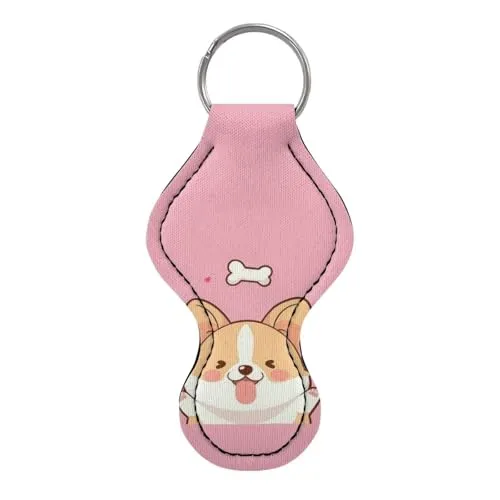BYCHECAR Corgi Chapstick Keychain Holder Kids Women Stocking Stuffers Lip Sleeve Pouch Key Chain Holder Lipgloss Lipstick Holder Small Gifts