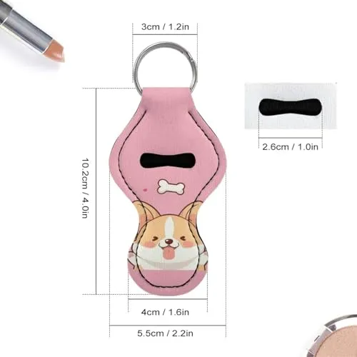 BYCHECAR Corgi Chapstick Keychain Holder Kids Women Stocking Stuffers Lip Sleeve Pouch Key Chain Holder Lipgloss Lipstick Holder Small Gifts