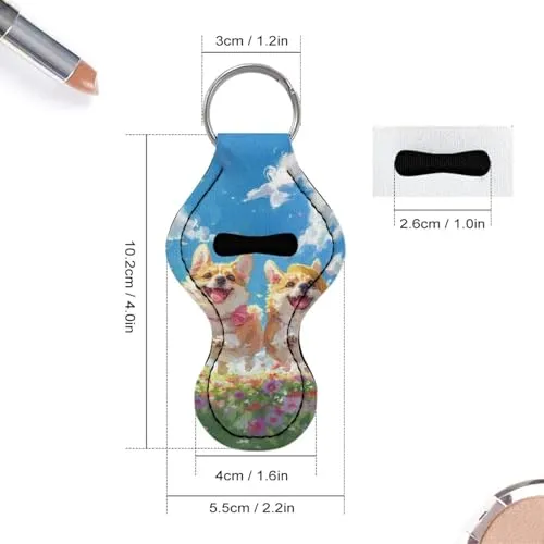 BYCHECAR Corgi Print Chapstick Keychain Holder Kids Women Stocking Stuffers Lip Sleeve Pouch Key Chain Holder Lipgloss Lipstick Holder Small Gifts