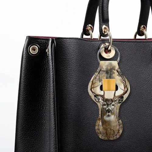 BYCHECAR Deer Hunting Chapstick Keychain Holder Kids Women Stocking Stuffers Lip Sleeve Pouch Key Chain Holder Lipgloss Lipstick Holder Small Gifts