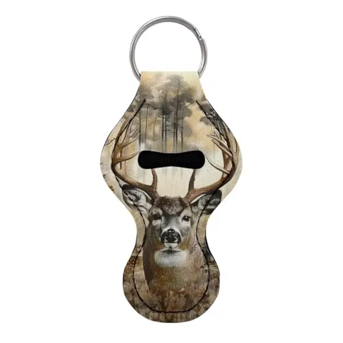 BYCHECAR Deer Hunting Chapstick Keychain Holder Kids Women Stocking Stuffers Lip Sleeve Pouch Key Chain Holder Lipgloss Lipstick Holder Small Gifts