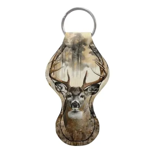 BYCHECAR Deer Hunting Chapstick Keychain Holder Kids Women Stocking Stuffers Lip Sleeve Pouch Key Chain Holder Lipgloss Lipstick Holder Small Gifts