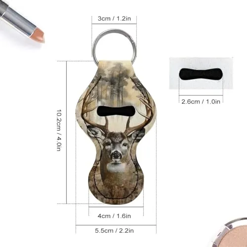 BYCHECAR Deer Hunting Chapstick Keychain Holder Kids Women Stocking Stuffers Lip Sleeve Pouch Key Chain Holder Lipgloss Lipstick Holder Small Gifts