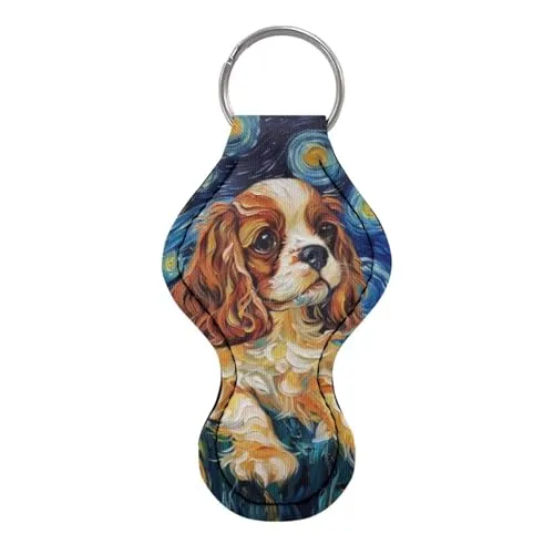 BYCHECAR Dog Starry Sky Chapstick Keychain Holder Girls Women Stocking Stuffers Lip Sleeve Pouch Key Chain Holder Lipgloss Lipstick Holder Small Gifts