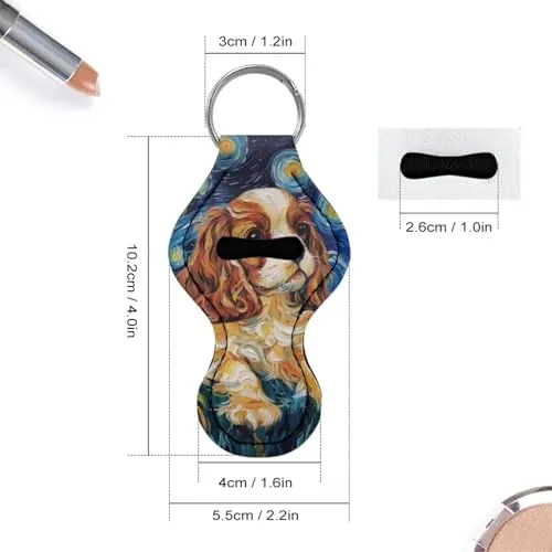BYCHECAR Dog Starry Sky Chapstick Keychain Holder Girls Women Stocking Stuffers Lip Sleeve Pouch Key Chain Holder Lipgloss Lipstick Holder Small Gifts