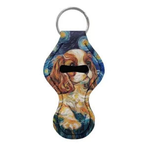 BYCHECAR Dog Starry Sky Chapstick Keychain Holder Girls Women Stocking Stuffers Lip Sleeve Pouch Key Chain Holder Lipgloss Lipstick Holder Small Gifts