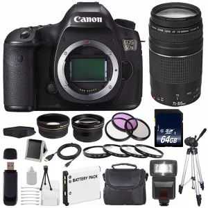 Canon EOS 5DS DSLR Camera (International Model) 0581C002   Canon EF 75-300 III  LP-E6 Replacement Battery   64GB SDXC Ca