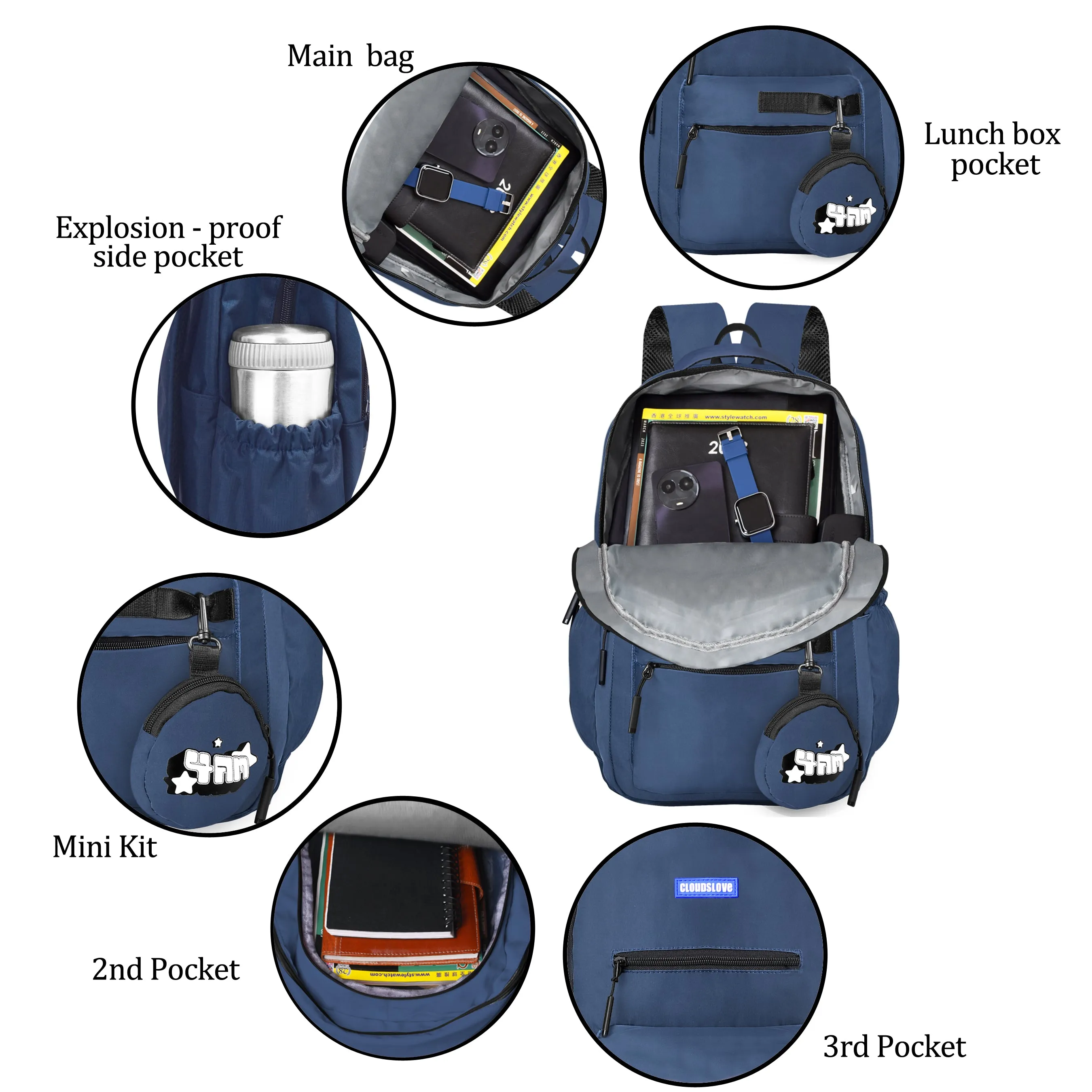 Clouds Love School Bag|Tuition Bag|College Backpack|ForGirls&Women|Waterproof Bag (Blue)