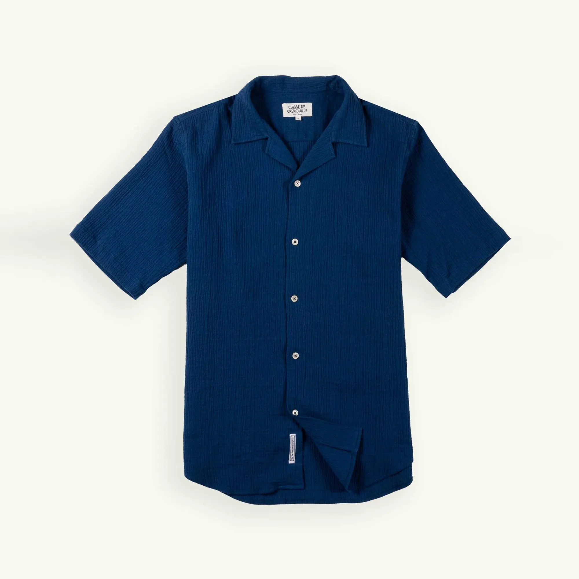 Cotton Gauze Cube-Neck Blouse