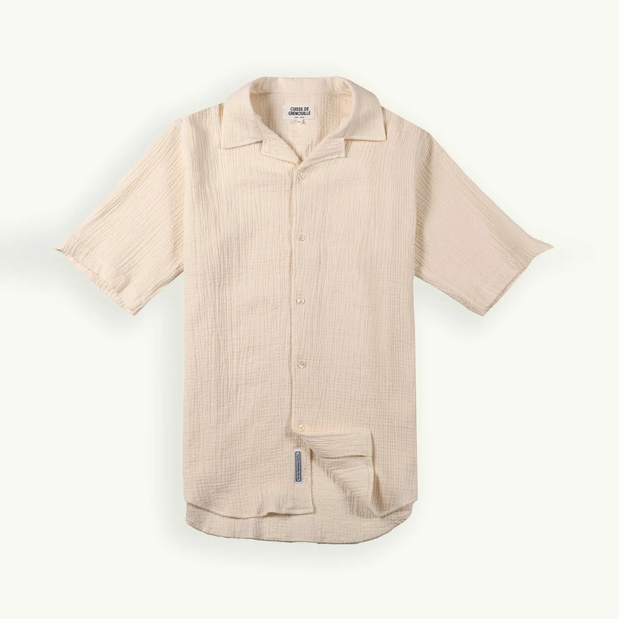 Cotton Gauze Cube-Neck Blouse