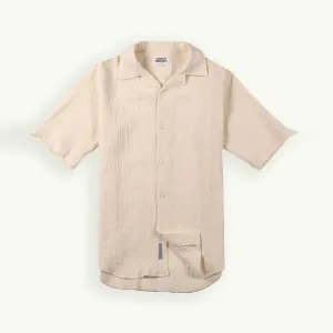 Cotton Gauze Cube-Neck Blouse