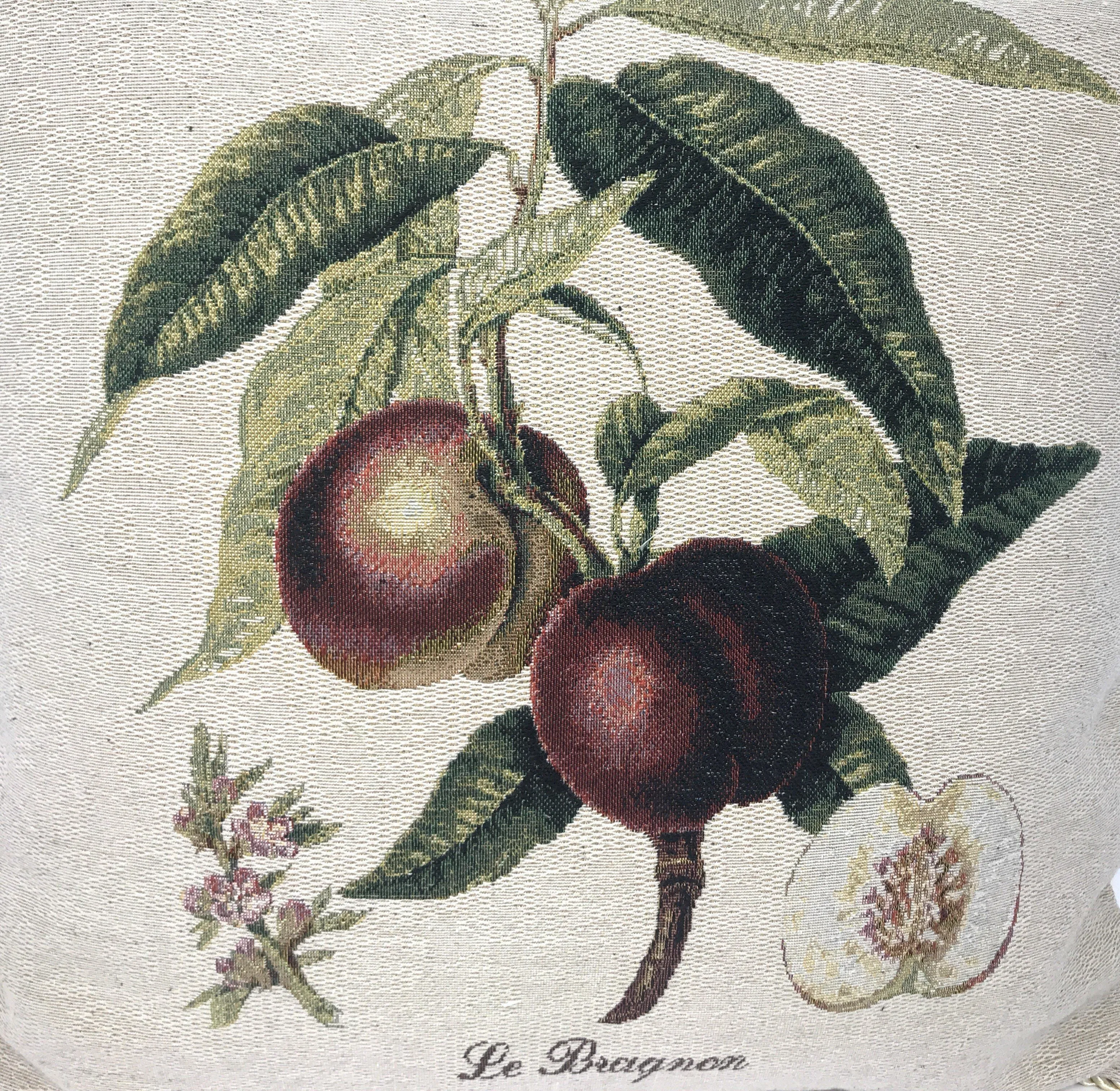 DaDa Bedding Set of 2-Pieces Nectarine Fruits Garden Tapestry Throw Pillow Covers w/ Inserts - 18" x 18"