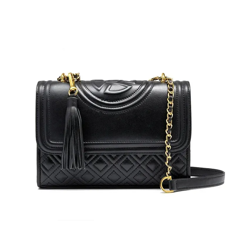 Designer Luxury Genuine Leather Chains Shoulder Bags for Women Soft Cowhide Crossbody Bag New Fashion Lady Handbag Wallet Purse